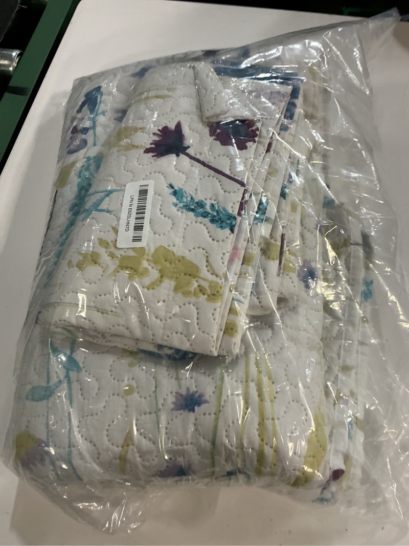 Condition photo showing As Is for jarson 3 pcs floral daybed cover set twin size purple white flower sofa cover bedding sets double side bed set for all season botanical pattern daybed quilt set with pillow shams purple 39"x75"