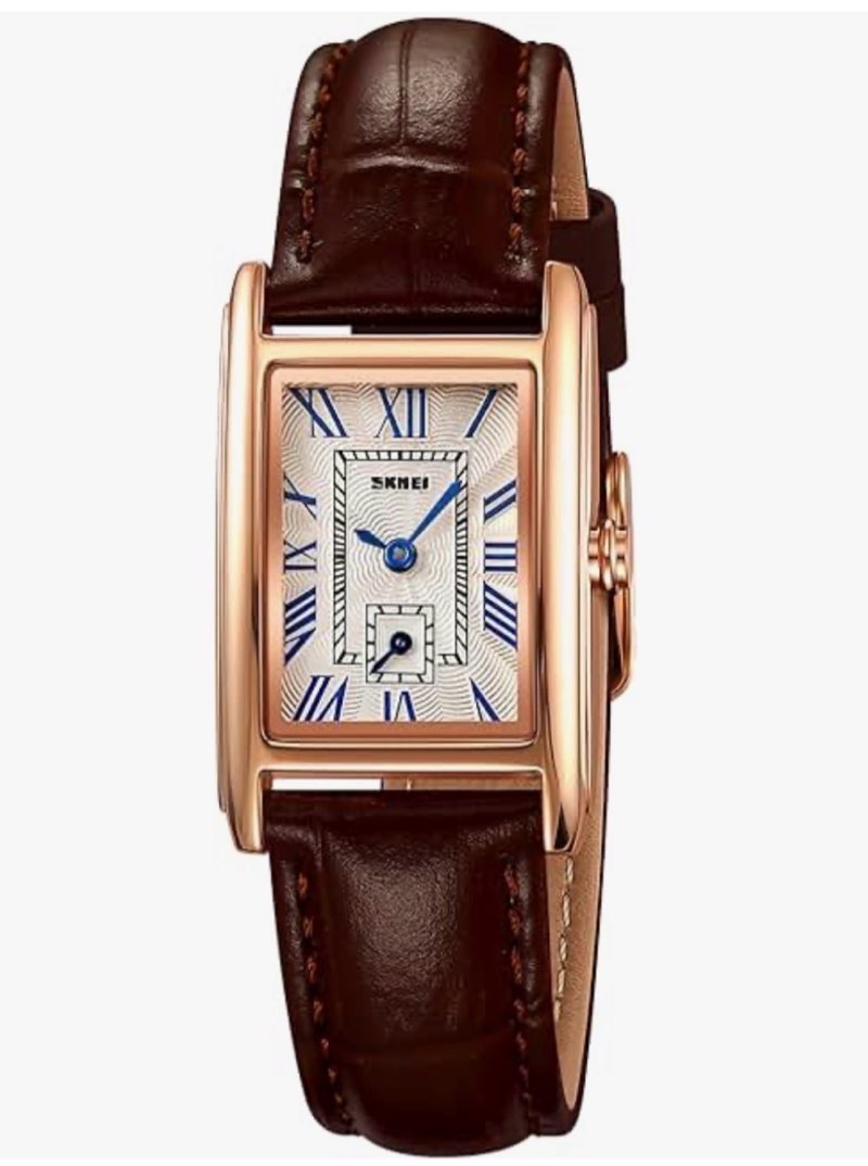 FANMIS Vintage Women's Rectangle Wristwatch Classic Ladies Analog Quartz Watch Ultra-Thin Ladies Ban