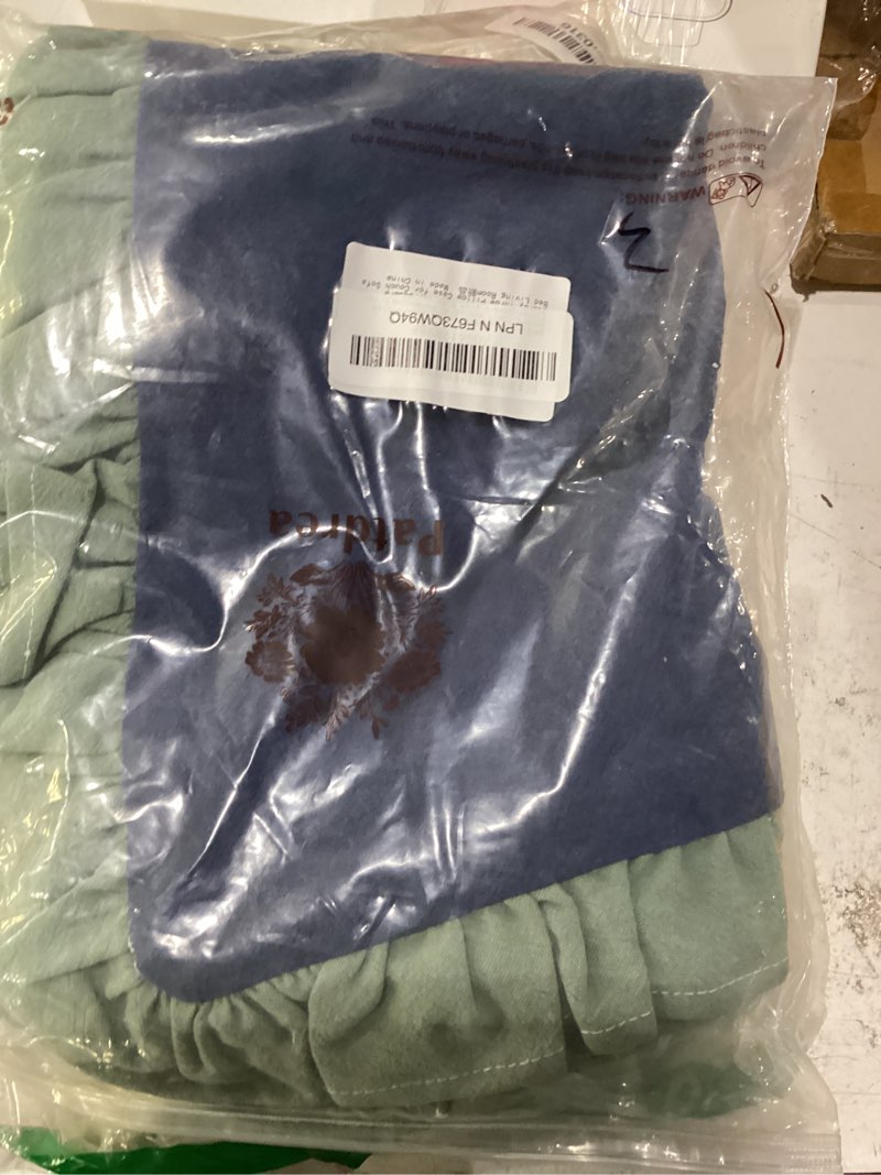 Condition photo showing New/Like New for patdrea vintage navy blue linen throw pillow covers,set of 2,12"x20"-kubum | decorative pillow cover for couch living room bedroom sofa,rustic farmhouse design,solid pillow case with ruffled coomburg navy blue 20" x 12" (pack of 2)
