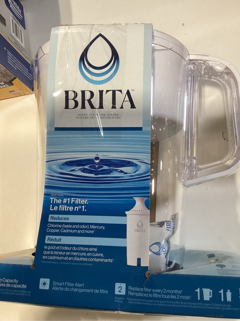 Condition photo showing As Is for brita large 10 cup white tahoe water filter pitcher with 1 standard filter  made without bpa