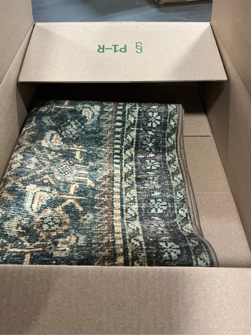 Condition photo showing Good Condition for loloi magnolia home by joanna gaines banks collection ban-02 denim/clay 2'-0" x 5'-0" .13" pile height, machine washable, accent rug denim / clay 2' x 5' (rectangular)