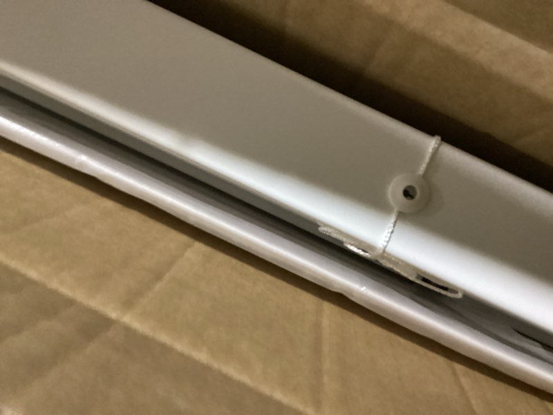Condition photo showing Good Condition for lazblinds 2-inch cordless faux wood blinds with royal valance, room darkening horizontal window blinds, inside mount blinds for windows - fit for window 34.625" w x 36" h - white white 34 5/8"w x 36"h