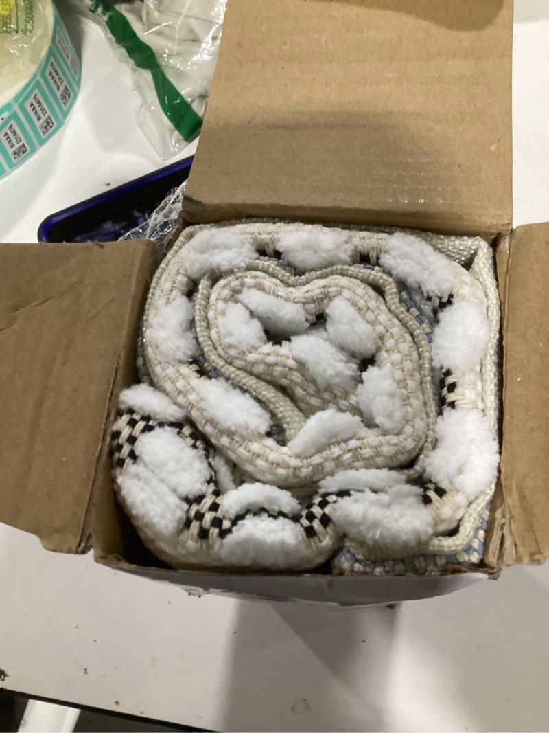 Condition photo showing New/Like New for ANRODUO Pack of 2 Boho Decorative Throw Pillow Covers 18x18 Farmhouse Cushion Case Striped Chenille Pillow Cases Square Pillow Covers Accent Neutral Pillowcase for Sofa Couch Bed, Orange-Blue Stripe Orange-blue Stripe 18" x 18" (Pack of 2)