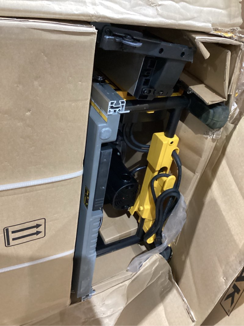 Condition photo showing As Is for dewalt table saw 10 inch with foldable rolling table saw stand, 15 amp, 4800 rpm, 32-1/2-inch rip capacity (dwe7491rs)