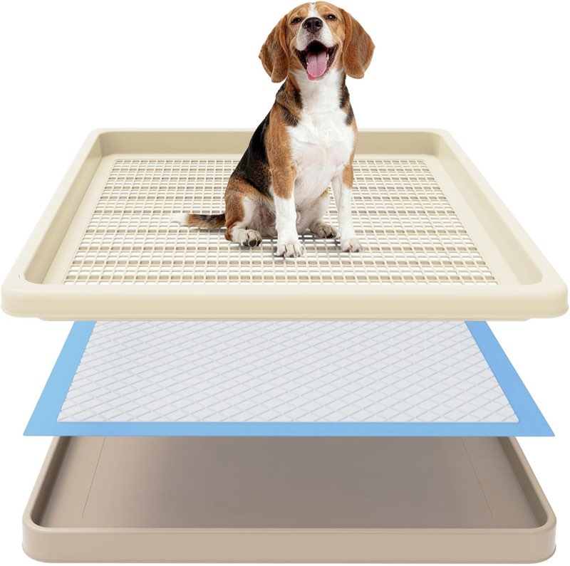 Dog Pee Pad Holder for Small and Medium Dogs, Two-Layer Mesh Dog Potty Tray, Indoor Puppy Pad Holder for Potty Training, Gentle on Paws, Easy-Clean Leak-