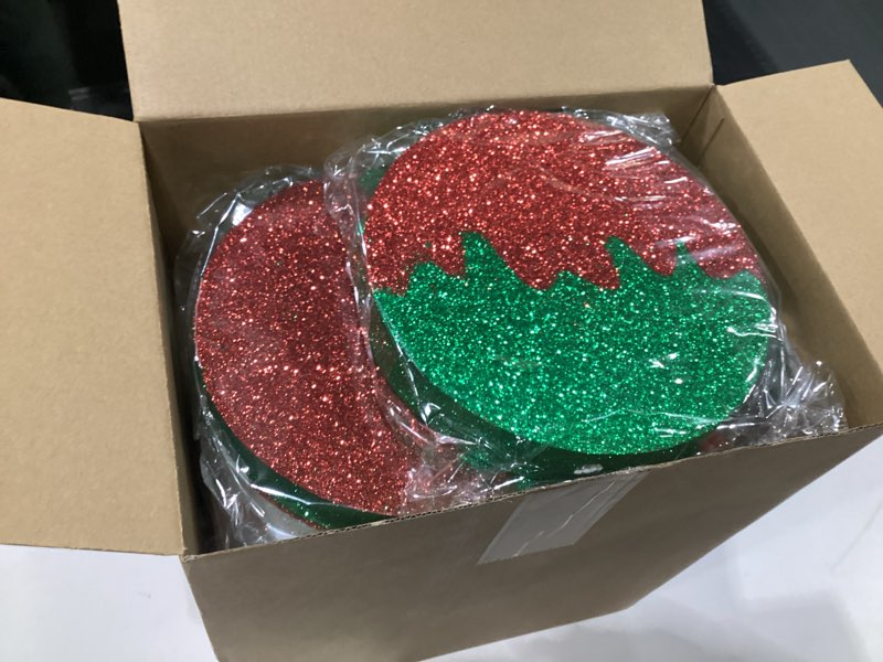 Condition photo showing Good Condition for 12 Pcs 15.75'' Large Glitter Candy Christmas Decorations Giant Lollipop Candy Decorations with Sticks Red and White Peppermint Xmas Decor for Christmas Tree Ornaments Holiday, 6 Styles 12 Classic, SIMILAR TO STOCK PHOTOS