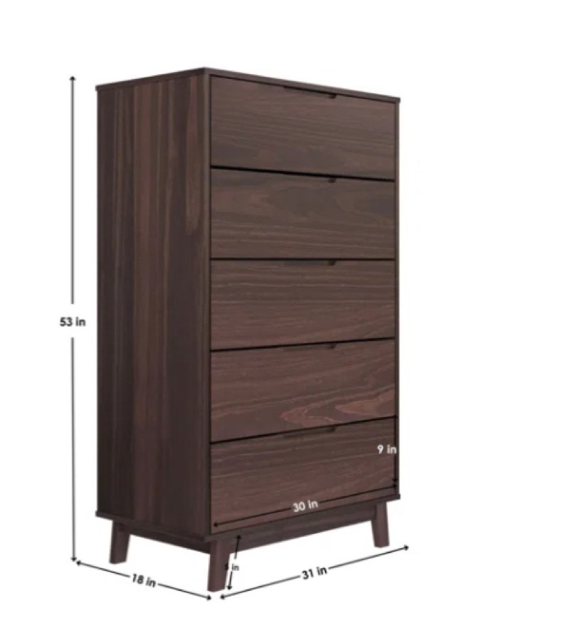 Jerred 5 Drawer Solid Wood Chest