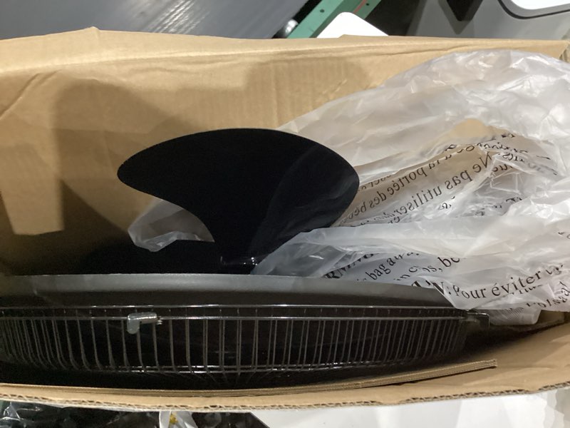 Condition photo showing As Is for utilitech 18-in 120-volt 3-speed indoor black oscillating pedestal fan with remote