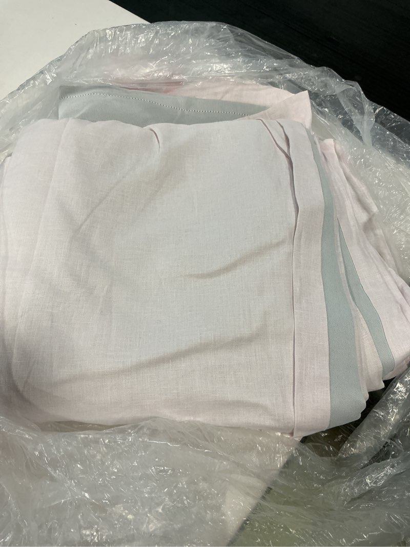 Condition photo showing Good Condition for european linen room darkening curtain - single panel, 48x96, vintage blush