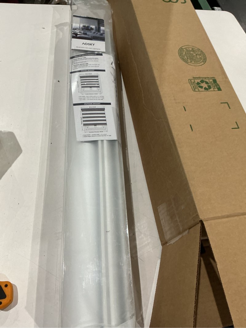 Condition photo showing Good Condition for aosky cordless zebra blinds for windows pull down roller window shades dual layer light filtering privacy for day and night, free-stop door shades for home easy to install (22" w x 72" h, white) 22"w x 72"h white