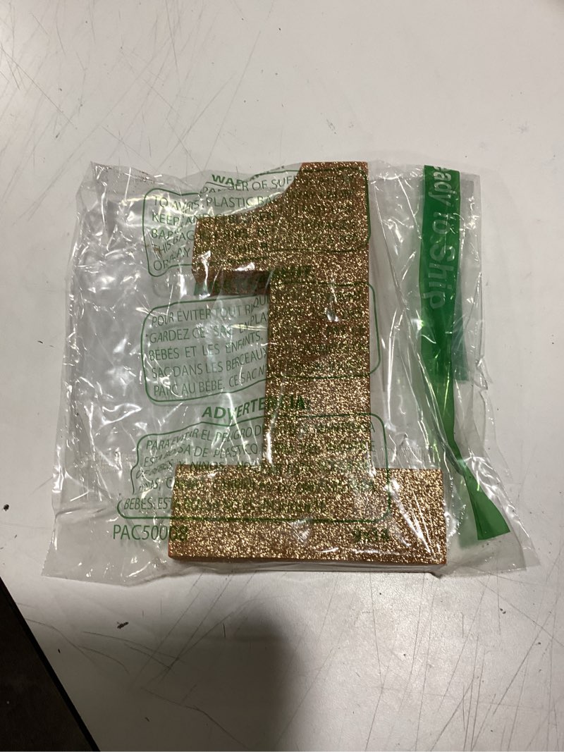 Condition photo showing Good Condition for TONIFUL 7.8 Inch Gold Glitter Number 1 Wooden Table Centerpieces Birthday Party Decorations,Shining Golden Digit 1 for Birthday Decorations,New Year,Graduation Decoration,Anniversary,Prop (1 Pack)