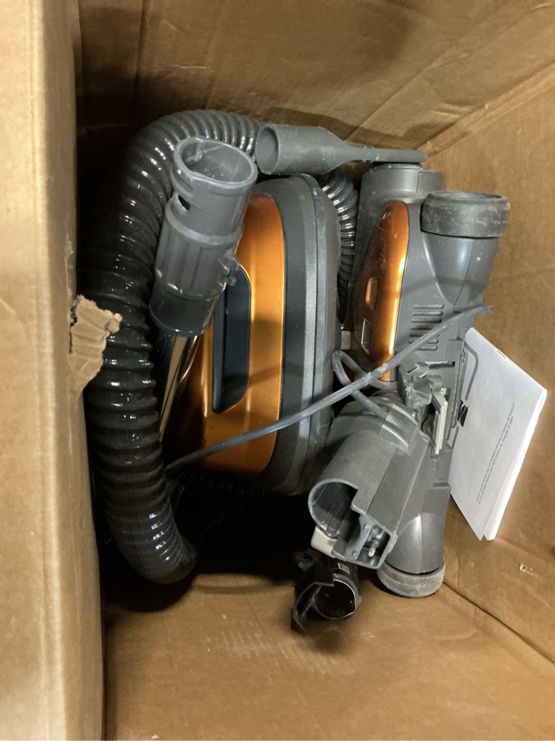Condition photo showing As Is for kenmore 81214 200 series pet friendly lightweight bagged canister vacuum with hepa, 2 motor system, and 3 cleaning tools-orange kenmore 200 series + hepa + 2 motor system