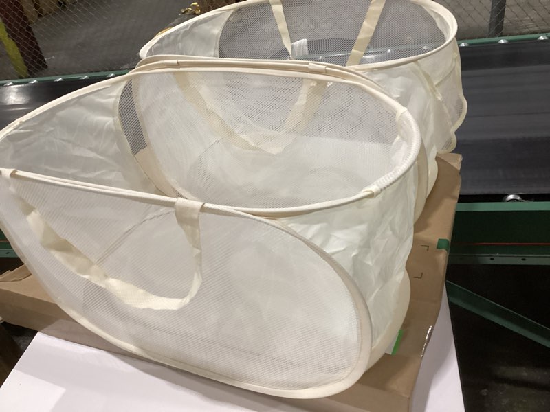 Condition photo showing Good Condition for Extra Large Mesh Pop Up Laundry Hamper 2 Pack, 100L Foldable Laundry Baskets, Dirty Clothes Hamper with Pocket, Collapsible Hampers for Travel, Nursery, Dorm or Home. Grey 2H 2-Pack XL Horizontal Grey, SIMILAR TO STOCK PHOTO 