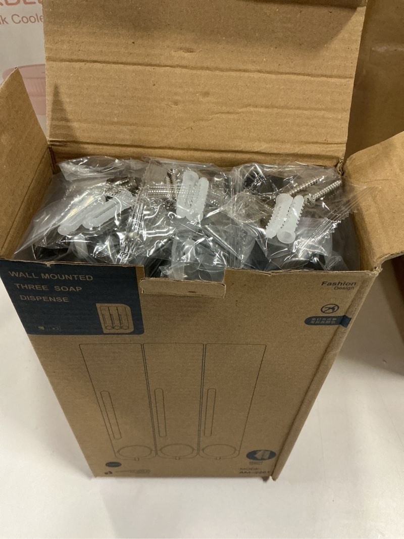 Condition photo showing New/Like New for Liquid Soap Dispenser Wall Mount, 1 Chamber Bathroom Shower Pump Dispenser,Press Manually Lotion Soap Dispenser Use for Shampoo, Soap, Conditioner, Shower Gel, for Bathroom Kitchen Hotel (Black) Black 1 Chamber