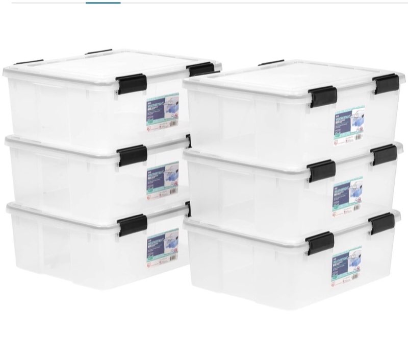 IRIS USA 51 L (54 QT) Plastic Storage Box with Lid and Latches - 4 Pack - BPA-Free, See-Through Organizer 