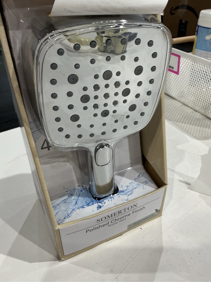 Condition photo showing As Is for allen + roth somerton 4 -spray polished chrome 5.15-in handheld shower head 1.8 gpm