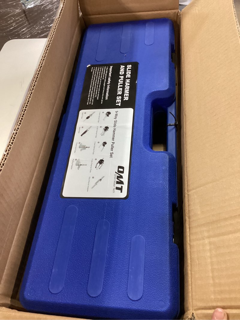 Condition photo showing Good Condition for Orion Motor Tech 9-Way Slide Hammer Puller Set, Front Wheel Hub Bearing Remover & Rear Wheel Axle Hub Dent Shaft Puller Tool Kit blue case