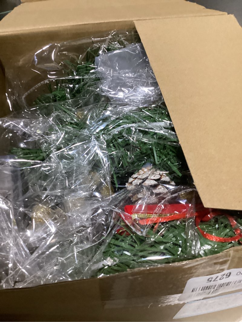 Condition photo showing Good Condition for 4 Pcs Lighted Christmas Wreaths, 12 Inch Pre Lit Small Xmas Wreath with Large Bow, Pine Needle Wreath with LED Lights Battery Operated Xmas Ornaments for Front Door Wall Christmas Party Decor(Red)