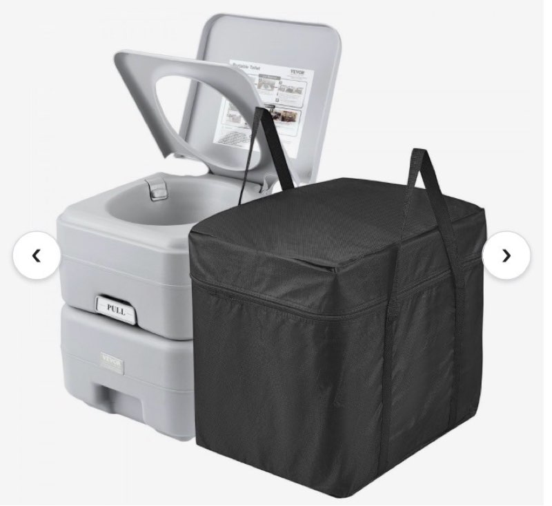 vevor portable toilet for camping, porta potty with carry bag, 5.3 gal waste tank & 3.2 gal flush tank, push-button pressurized flush commode, leak-proof and odourless travel toilet for camping car