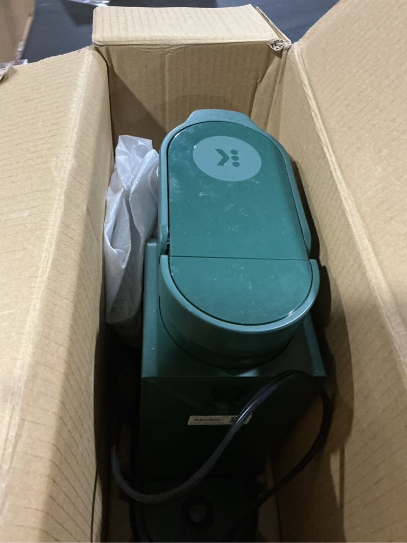 Condition photo showing As Is for keurig k-express single serve k-cup pod coffee maker, 3 brew sizes, strong button feature, 42oz removable reservoir, evergreen