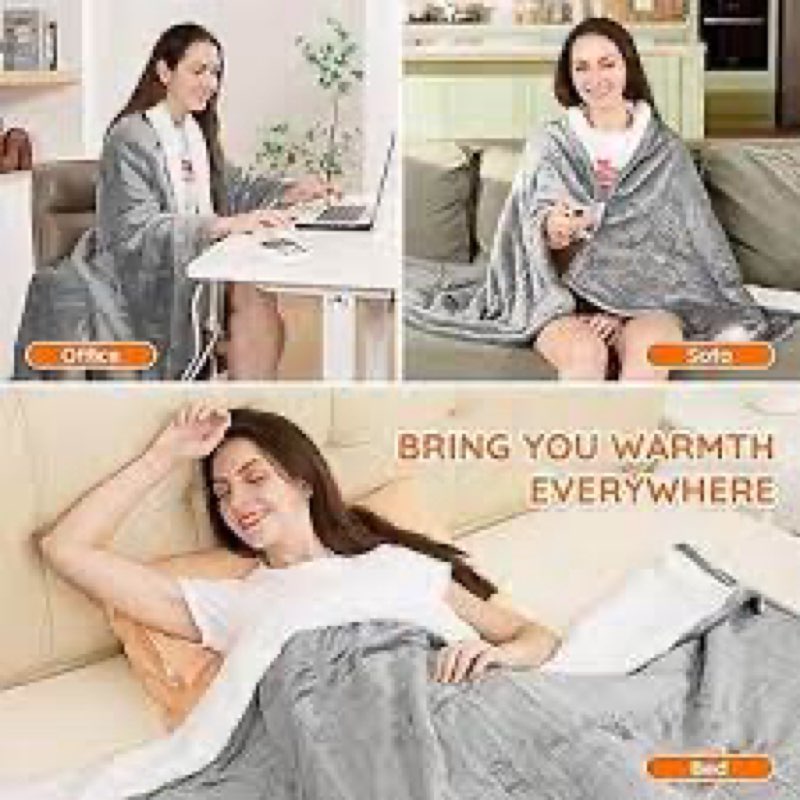 Mia&Coco Electric Blanket King -90"x100" Dual Control Flannel Heated Blanket, 10 Heat Levels, 10-Hou