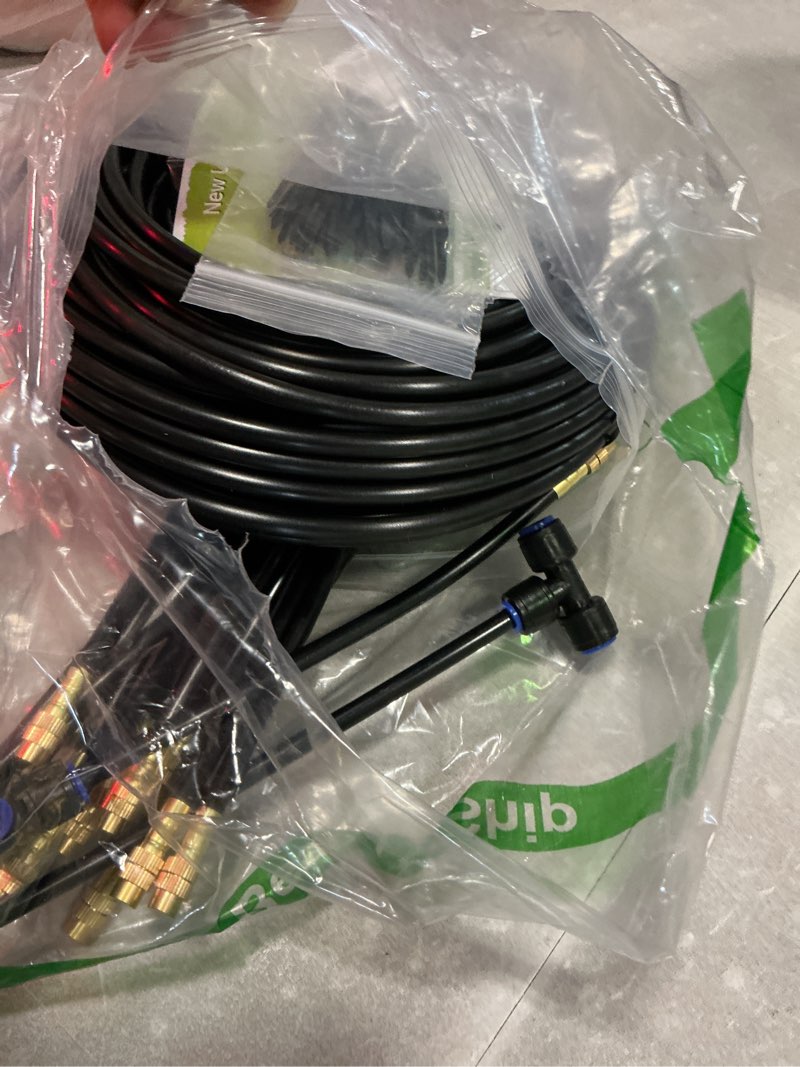 Condition photo showing Good Condition for mixc 1/4" 100ft drip irrigation system for garden with 16pcs 360°adjustable brass nozzles & bendable rod,upgraded watering system kit for outdoor plants,lawn,raised bed,potted plant,yard,greenhouse no timer 100ft
