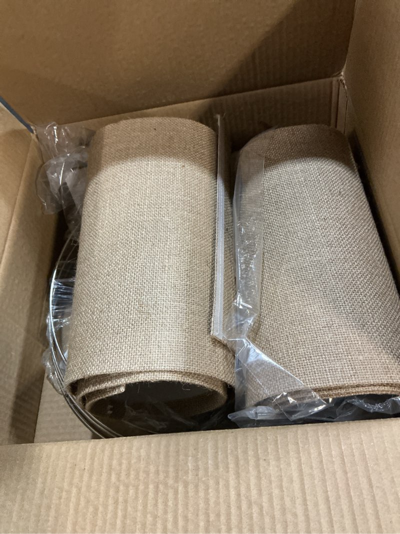 Condition photo showing Good Condition for papaya lampshade set of 2 drum fabric shades for table and floor lamps, 13" top x 13" bottom x 10" high brown spider lamp shade,natural burlap linen handmade