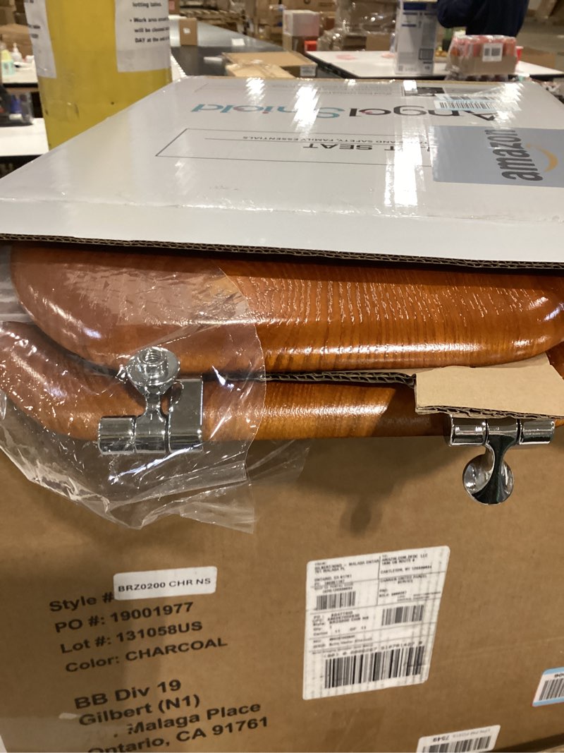 Condition photo showing Good Condition for Angel Shield Durable Wood Veneer Natural Toilet Seat Metal Hinged Easy Clean Anti-scratch American Standard(Round,Wood Color) Round-16.5” Wood