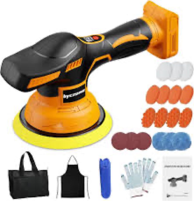 Cordless Buffer Polisher Kit for DEWALT 20V LI-ION Battery.6-Inch Orbital Buffer Polisher with 3 Var