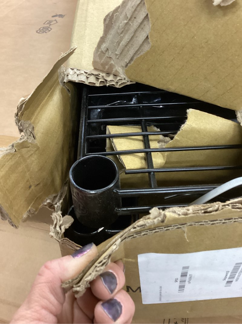 Condition photo showing As Is for Seville Classics UltraDurable Heavy Duty NSF Solid Steel Wire Rack Storage Unit, Organizer for Garage, Warehouse, Office, Restaurant, Classroom, Kitchen, Black, 5-Tier Shelving, 48" W x 18" D Black 5-Tier Shelving, 48" W x 18" D