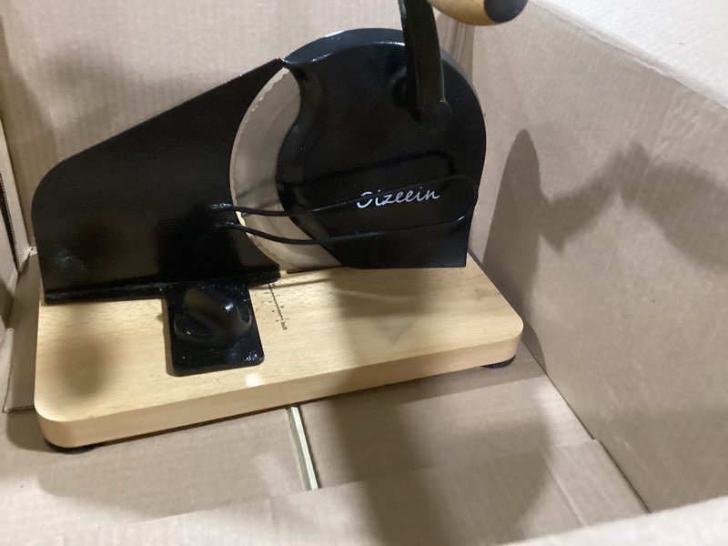 Condition photo showing As Is for Manual Bread Slicer with Hand Crank - Adjustable Rotary Bread Cutter for Homemade Bread & Sourdough Rounds, Countertop German Style Stainless Steel Bread Slicer Machine & Loaf Slicer