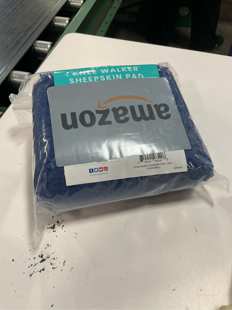 Condition photo showing Good Condition for vive mobility knee scooter pad cover - soft plush adult sheepskin memory foam cushion, walker accessory for knee roller, padded accessories leg cart improves comfort with injury, universal fit (blue)