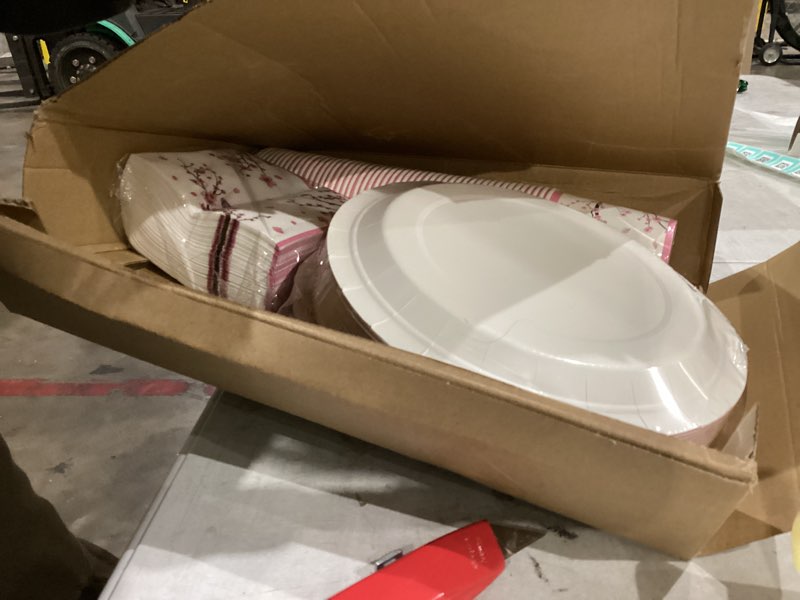 Condition photo showing New/Like New for Hsei 250 Pcs Cherry Blossom Plates and Napkins Party Decorations Disposable Tableware Sets Baby Shower Birthday Supplies Serves 50 Guests Dinnerware Bridal Baby Shower Party Favors