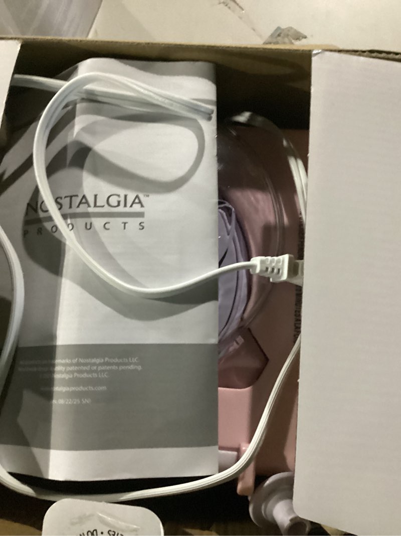 Condition photo showing New/Like New for Nostalgia Retro Snow Cone Maker – Countertop 5-qt Shaved Ice Machine – Stainless Steel Blades – Includes 2 Reusable Cups, Ice Scoop, & Sid Shelf – Pink Table Top Pink