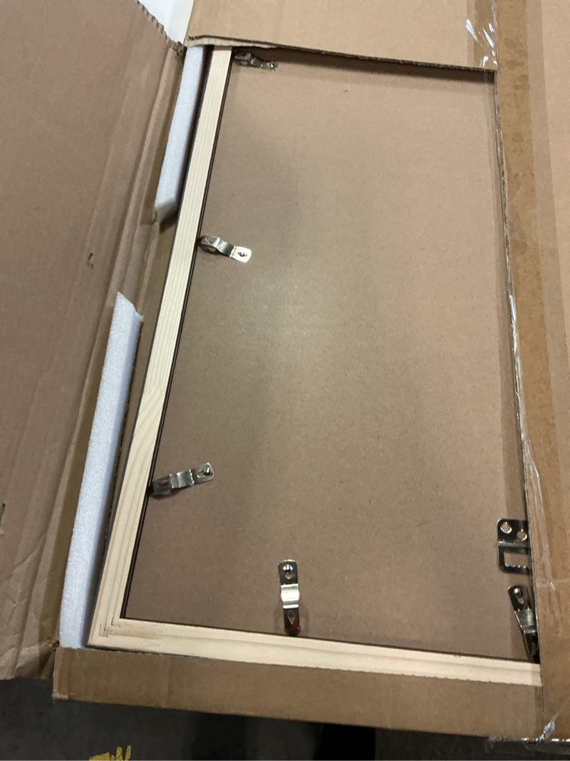 Condition photo showing As Is for solid wood 20x24 frame - single frame, rustic walnut 20 x 24 poster frame with mat for 16x20, picture frames for artwork, puzzles, photos and movie posters 20" x 24" / 16" x 20" mat