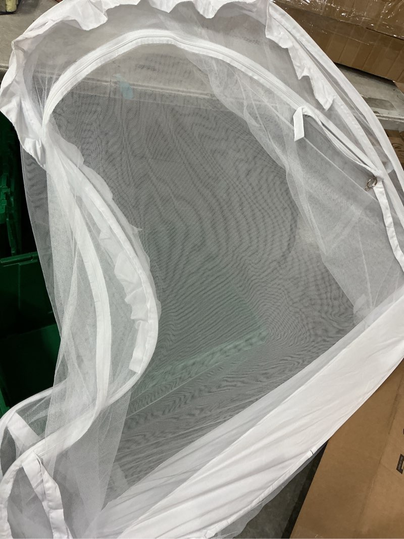 Condition photo showing As Is for crib tent to keep baby from climbing out - crib net to keep baby in - pop up breathable cribs cover - canopy with upgrade strong mesh and durable zipper (white - lines, lager) white - lines lager