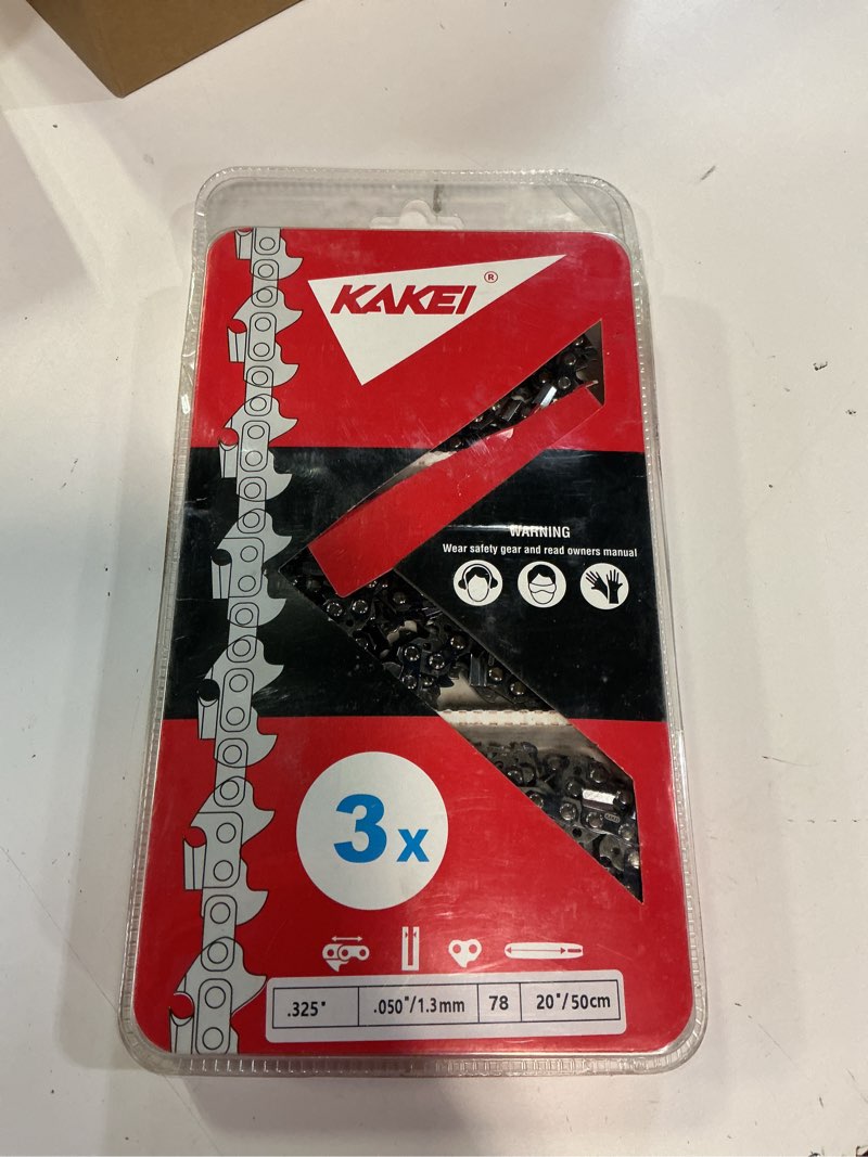Condition photo showing Good Condition for kakei 20 inch chainsaw chain .325" pitch .050" gauge 78 drive links fits echo cs-490/440, craftsman s205/cmxgsamy462s, pp4620avx - 20bpx78cq, m78, y78 (3 chains) - full chisel .325" 20" .325" .050" 78dl- german steel *3