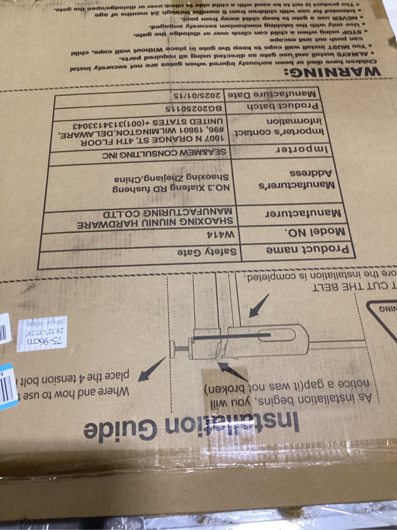Condition photo showing Good Condition for Clear Baby Safety Gate for Stairs,29.52-37.79" Wide, 30" Tall Pressure Mounted Acrylic Pet Gate, Easy Walk Through Auto Close Child Gate for Doorways and House,29.52-37.79" white 29.52-37.79"