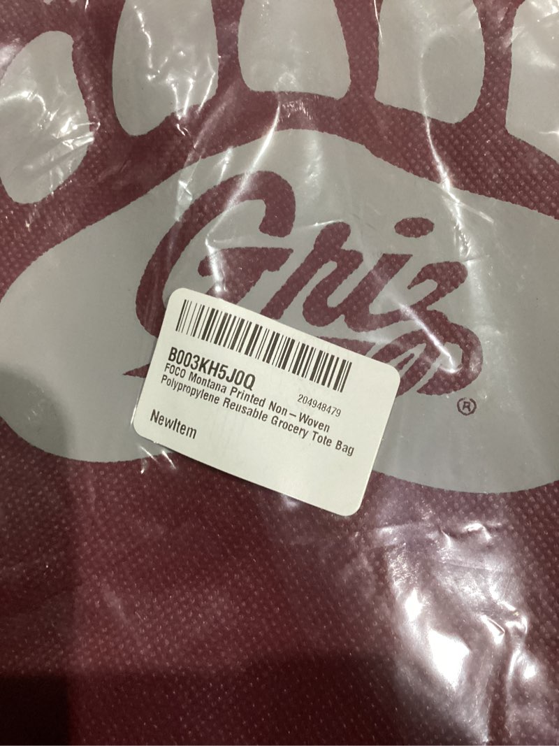 Condition photo showing Good Condition for FOCO NCAA Printed Reusable Grocery Tote Bag Montana Grizzlies One Size Team Color