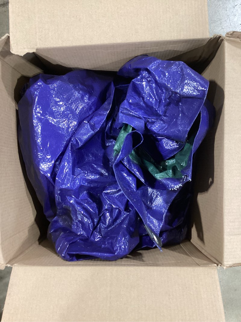 Condition photo showing As Is for project source 8-ft x 10-ft blue waterproof standard polyethylene 5-mil tarp