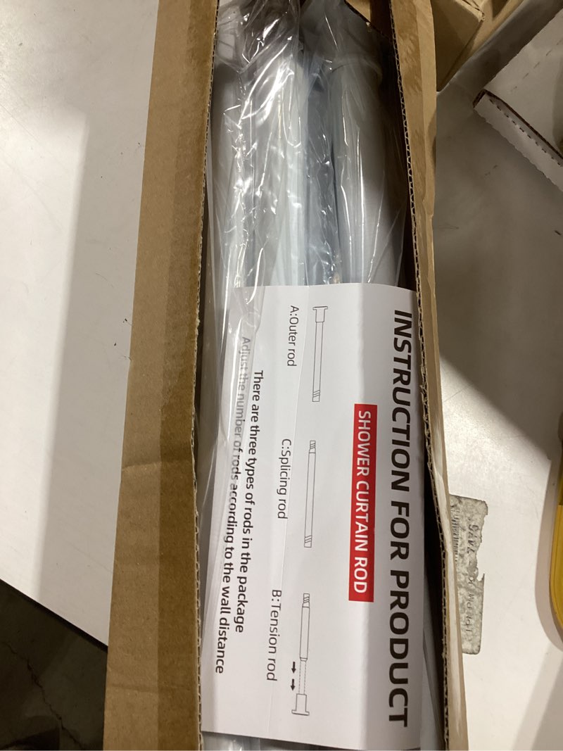 Condition photo showing Good Condition for white shower curtain rod 31-79 inches non-slip shower rod tension mounted no drill shower curtain rods spring tension rod adjustable tension curtain rod for windows bathroom white 31"-79"