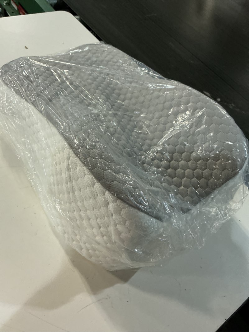 Condition photo showing Good Condition for knee pillow for side sleepers, memory foam bolster between legs, comfortable sleep positioning & side leg support, elevation pillow for adults, back hips knees support, wider contact ergonomic design grayish white regular style