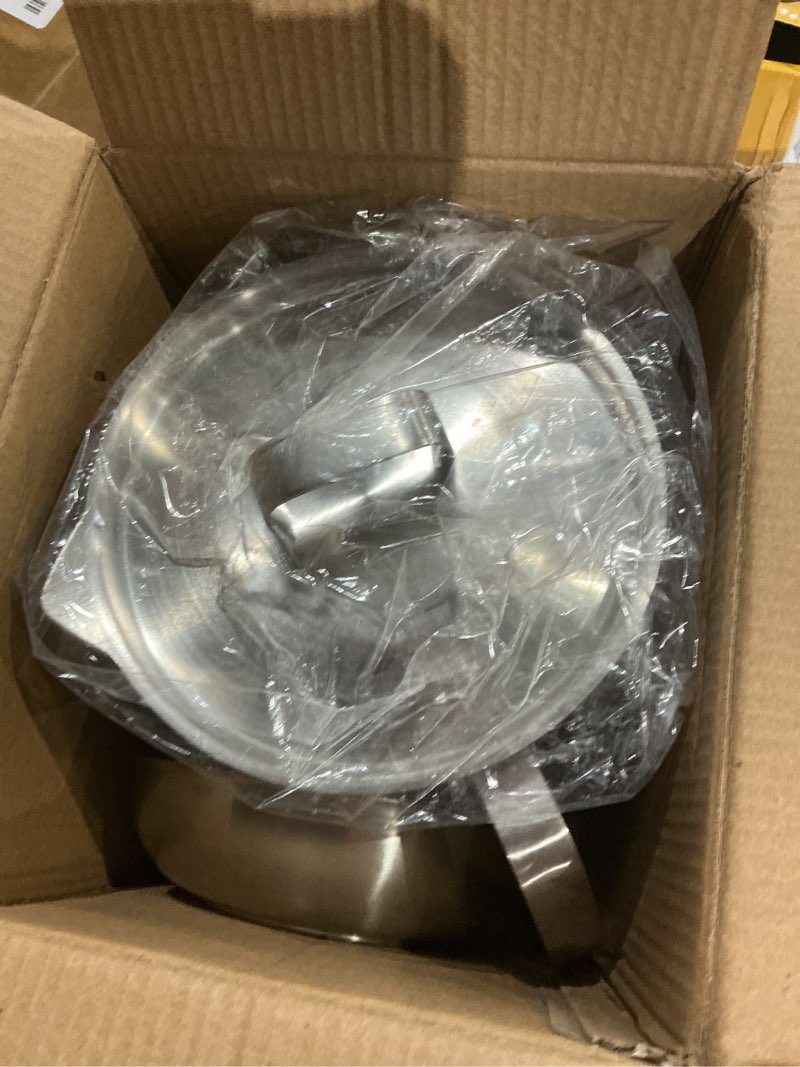 Condition photo showing Good Condition for 119oz 304 Stainless Steel Deep Fryer Pot with Basket & Strainer, Large Capacity Bacon Grease Container for Kitchen,Frying, Cooking, Camping,Oil Filter Container - Dishwasher Safe (119oz/3.5L/3.7Qt) 3.7 Quarts