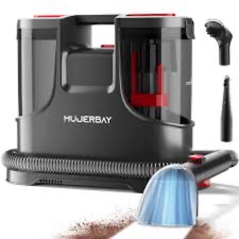 carpet cleaner shampooer, mujerbay 15kpa portable spot and stain cleaner, easy move with handle, 1.5