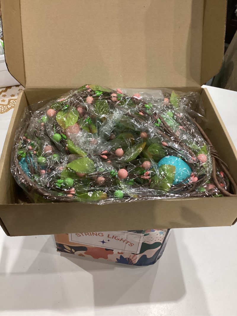 Condition photo showing Good Condition for Riceshoot 6 ft Artificial Easter Egg Garland with LED Mixed Berry Hanging Rustic Spring Easter Garland String for Mantle Kitchen Fireplace Wall Window Home Indoor Outdoor Decor