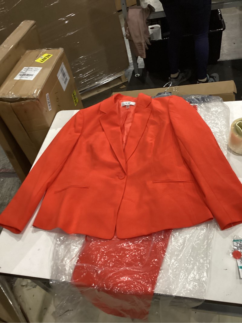 Condition photo showing Good Condition for le suit women's petite one button blazer & slim pant, 2pc set, tangerine