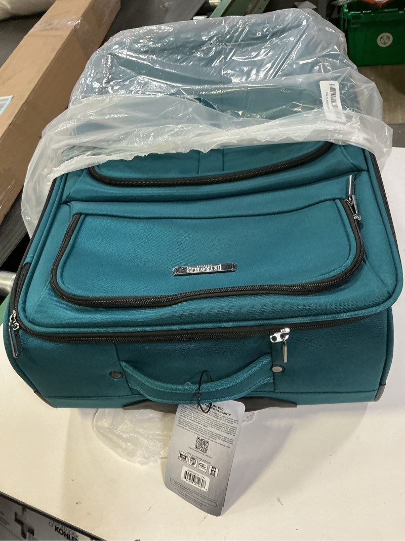 Condition photo showing Good Condition for U.S. TRAVELER Anzio Softside Expandable Spinner Luggage, Teal, Checked-Medium 26-Inch Checked-Medium 26-Inch Teal