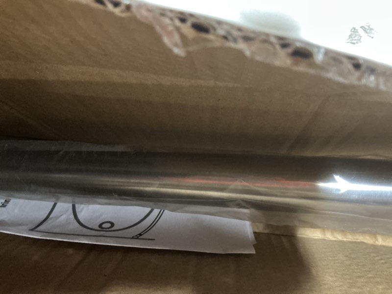 Condition photo showing Good Condition for Adjustable Curved Shower Rod, 42-72 inches Extra Wide Shower Curtain Rod, Rust proof, Premium Stainless Steel, Curved Shower Curtain Rod for Bathroom, Need to Drill, Silver Silver 42-72 inches