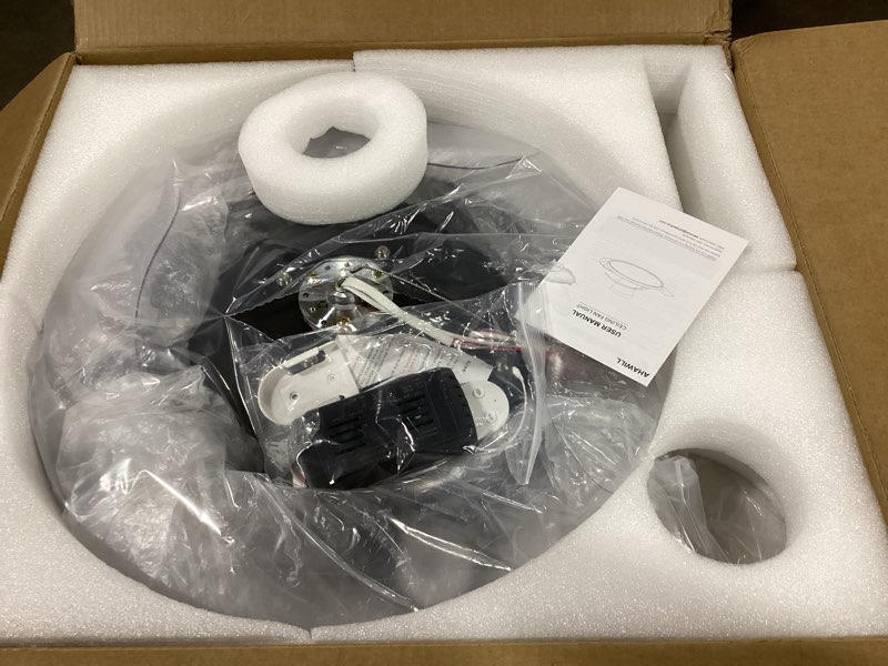 Condition photo showing Good Condition for 48 Inch Retractable Ceiling Fan,Low Profile Ceiling Fan with Light and Remote,Modern Black Fan with Retractable Blades for Dinning Room Living Room Bedroom,Dimmable,Timer Setting Black 48inch