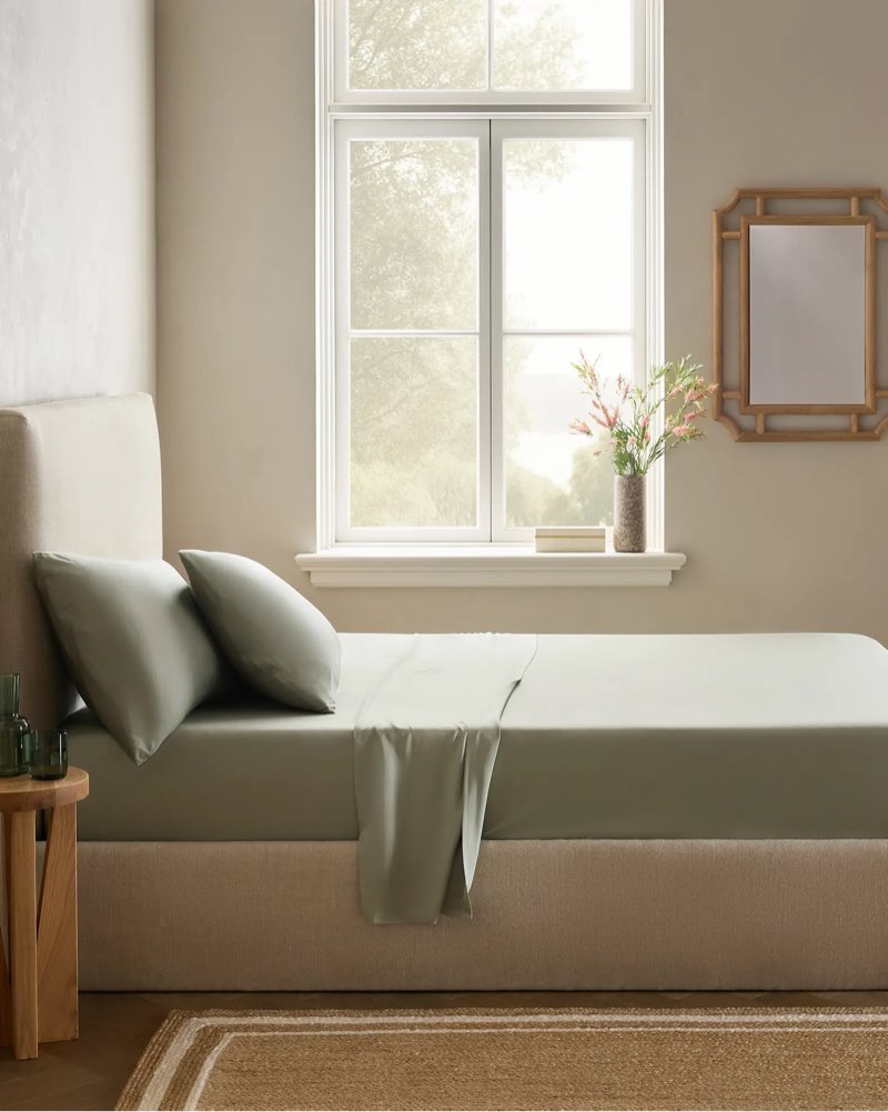 Quince Bamboo Sheet Set of 3 piece sage Queen